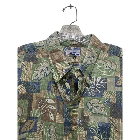 Reyn Spooner Green Tropical Print Button-Up Hawaiian Shirt Size XXL - Picture 3 of 4